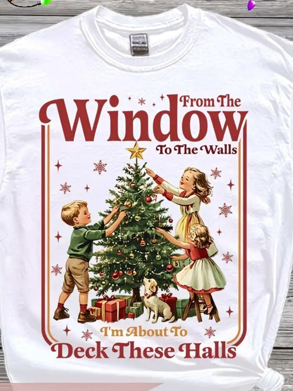 🩷 White 'From The Window To The Walls' Christmas Graphic Tee
